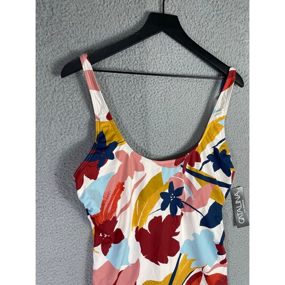 Catalina‎ Multicolor Floral Print Tankini Swim Top XL Scoop Neck NWT Stretch - Picture 5 of 8